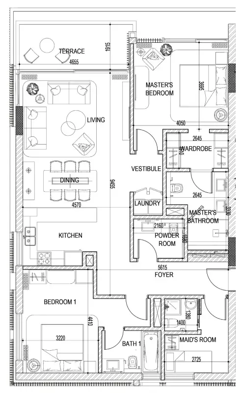 2 bedroom layout