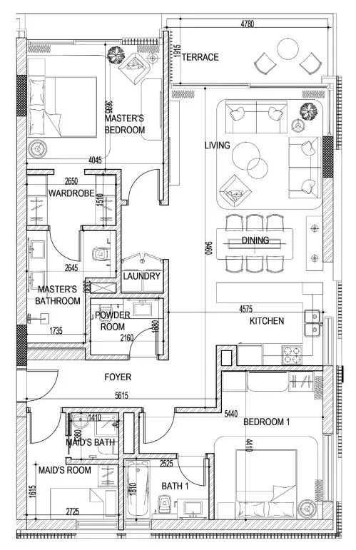 2 bedroom layout