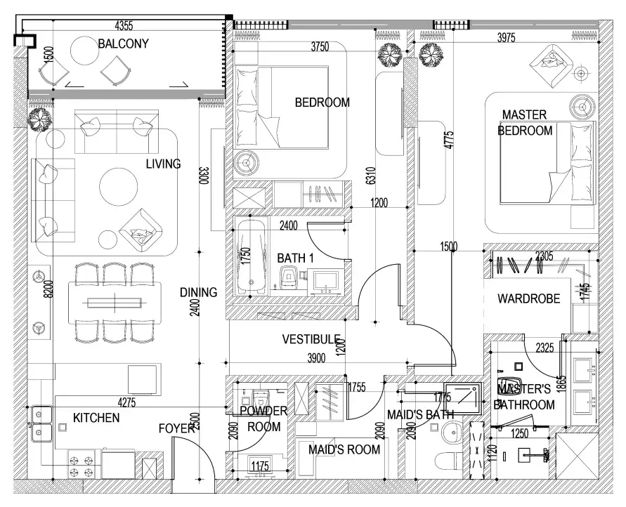 2 bedroom layout