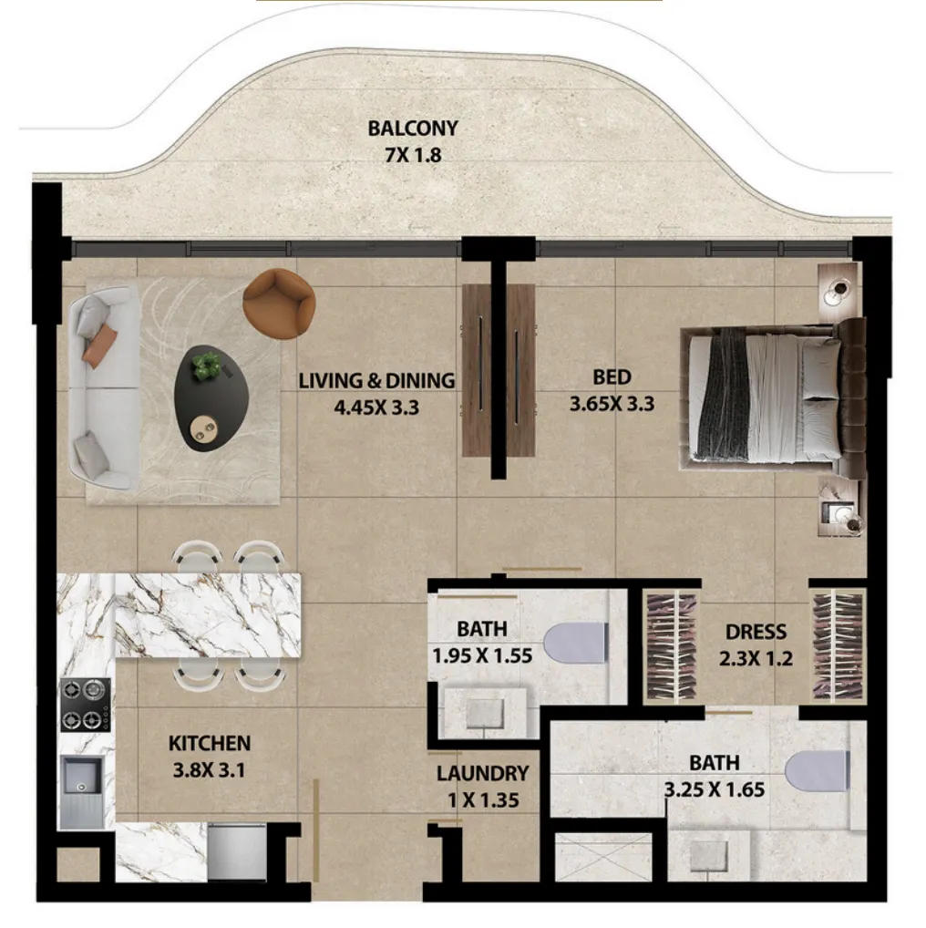 1 bedroom layout