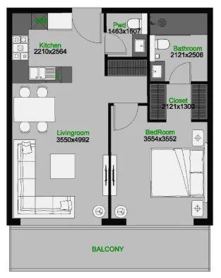 1 bedroom layout