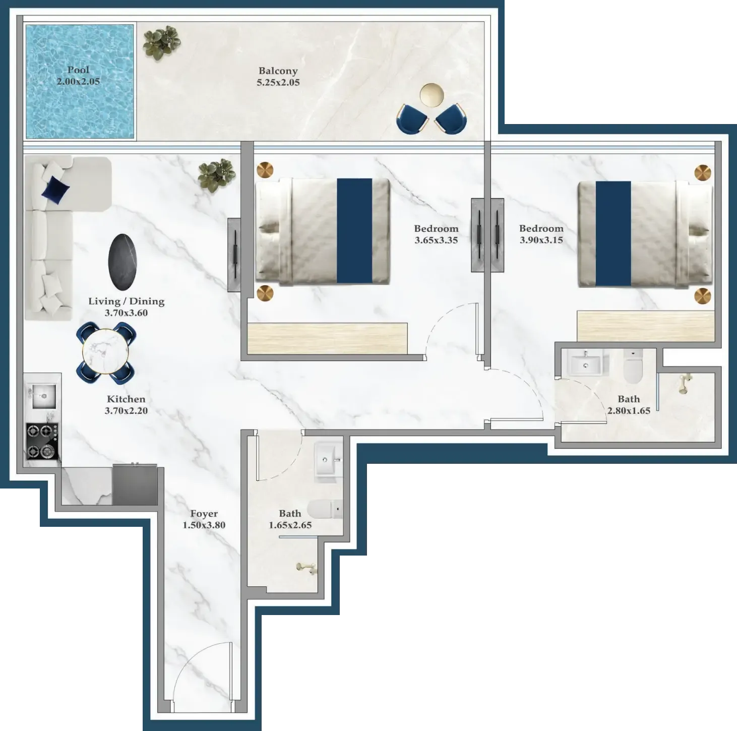 2 bedroom layout