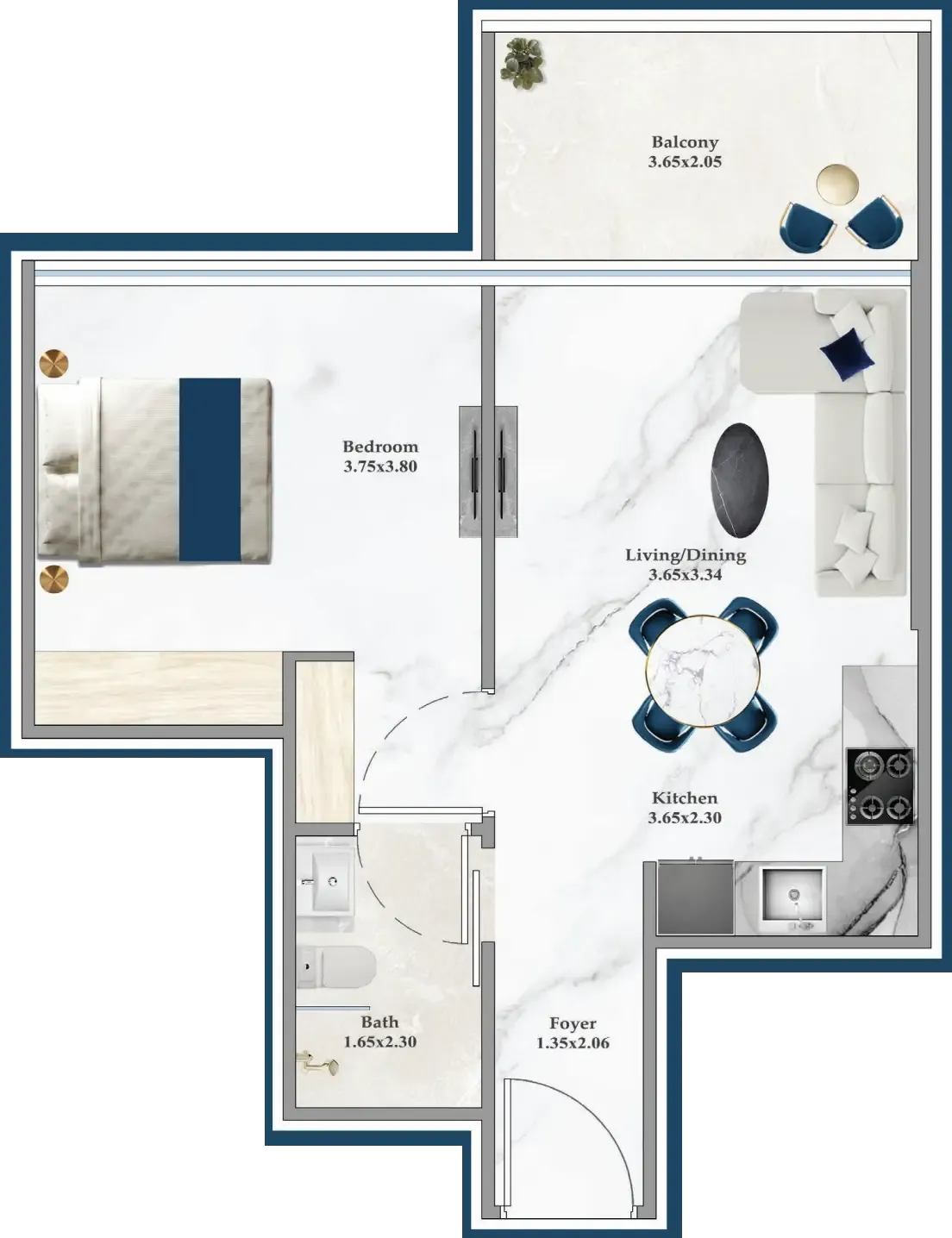 1 bedroom layout