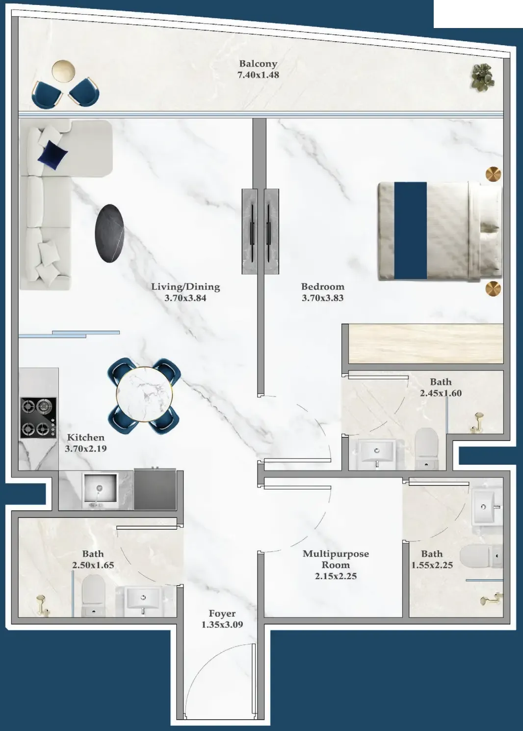 1 bedroom layout