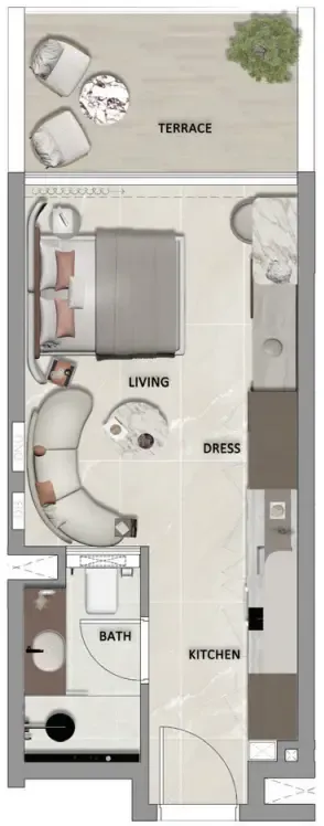 0 bedroom layout