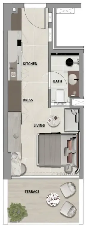 0 bedroom layout