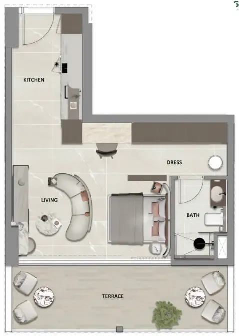 1 bedroom layout
