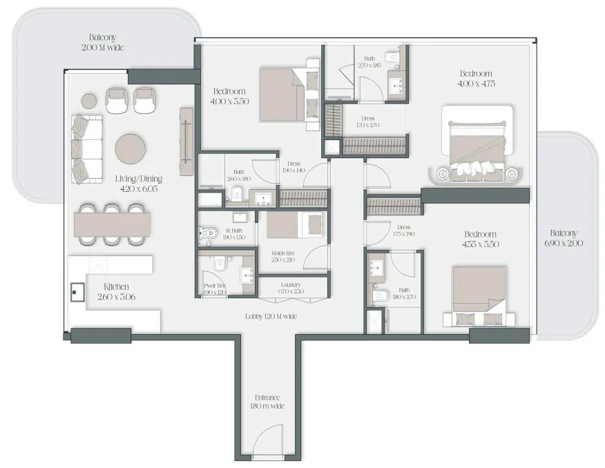 3 bedroom layout