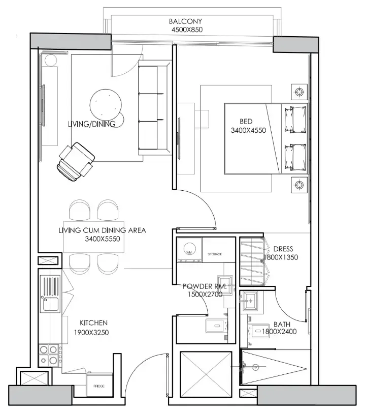 1 bedroom layout