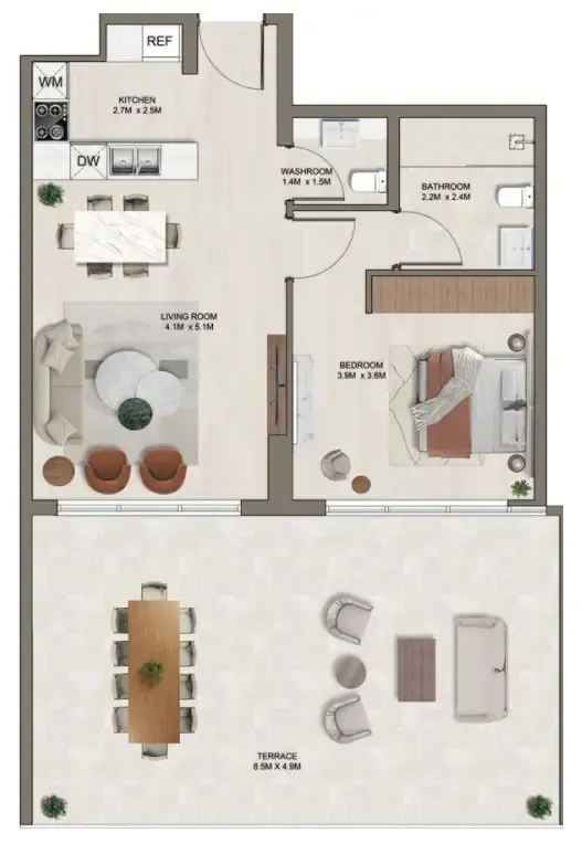 1 bedroom layout