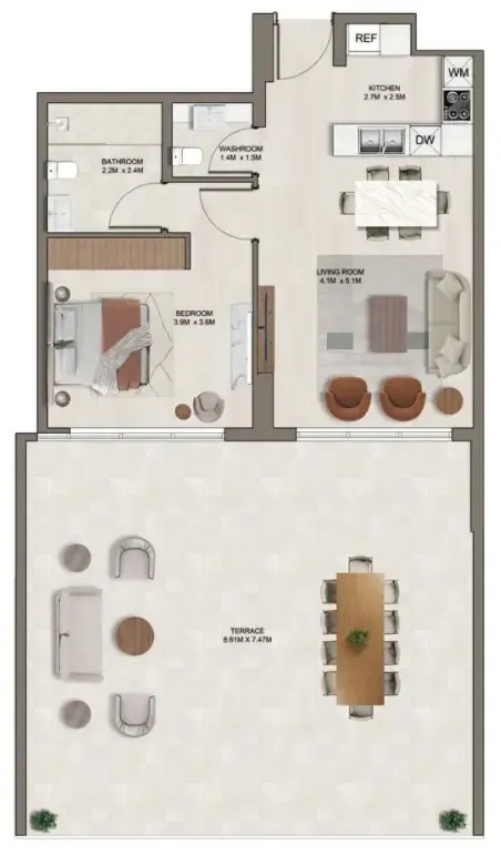 1 bedroom layout