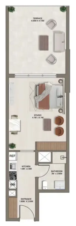 0 bedroom layout