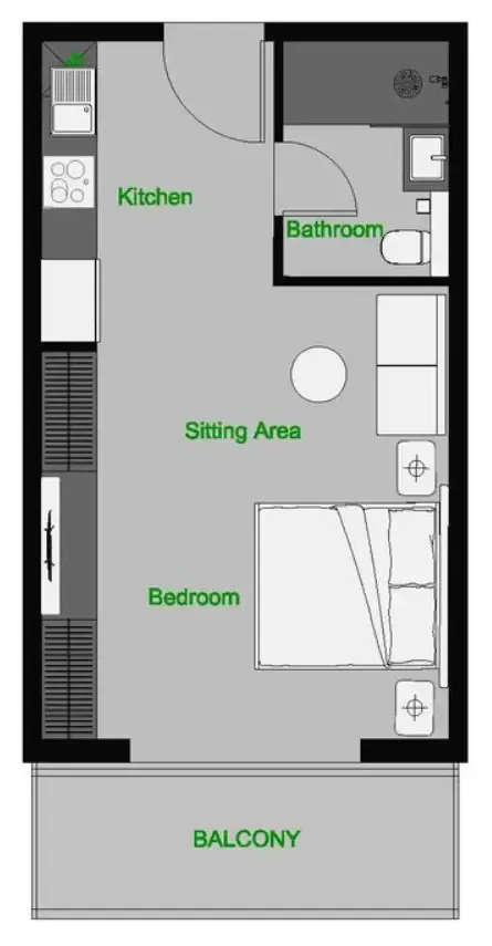 0 bedroom layout