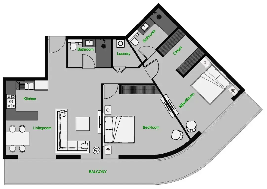 2 bedroom layout