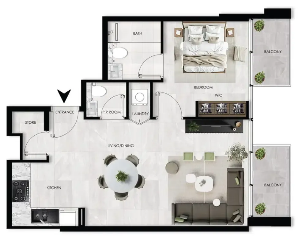 1 bedroom layout