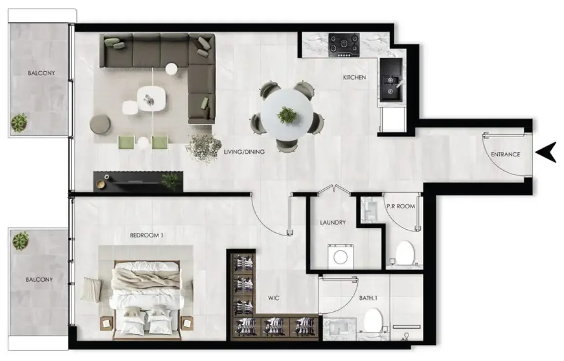1 bedroom layout