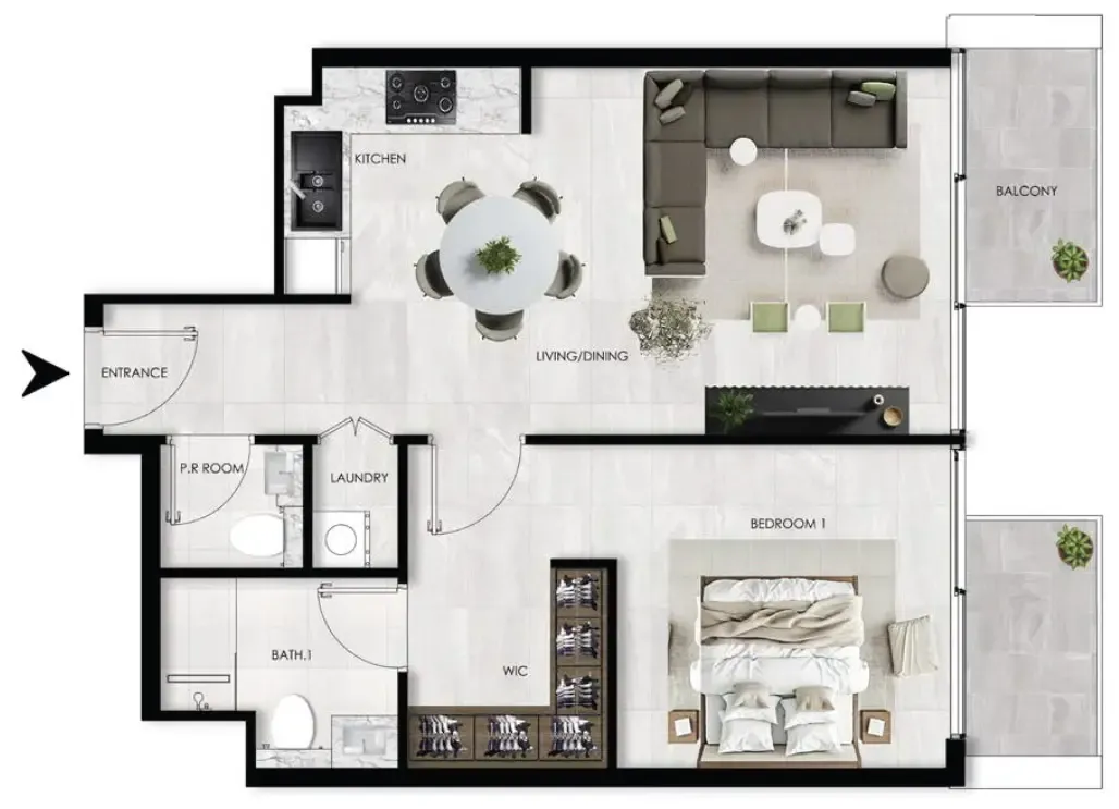 1 bedroom layout