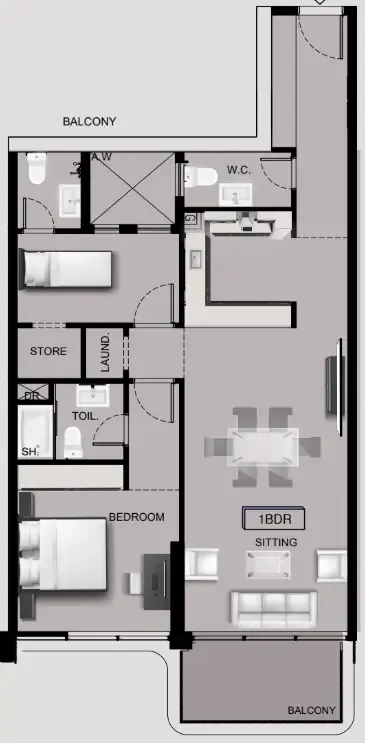1 bedroom layout