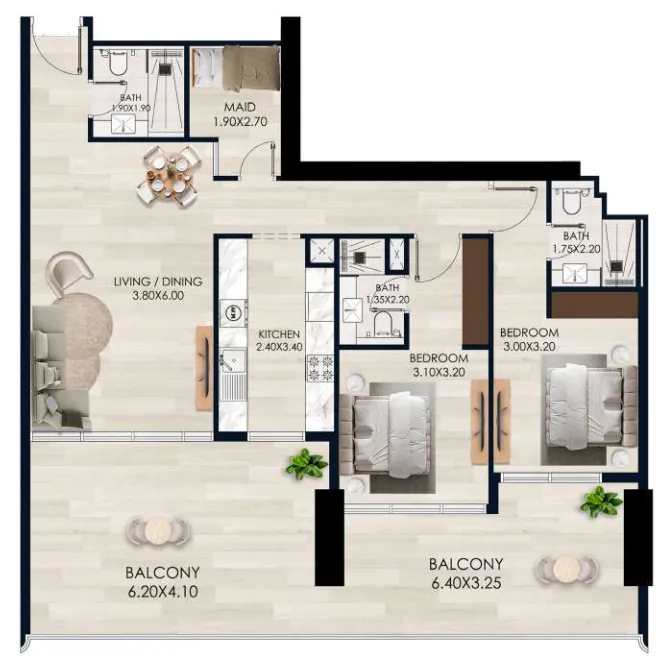2 bedroom layout