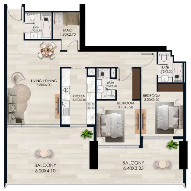 2 bedroom layout