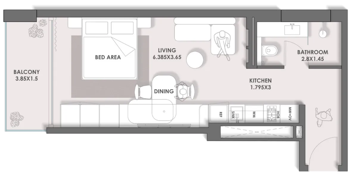 0 bedroom layout