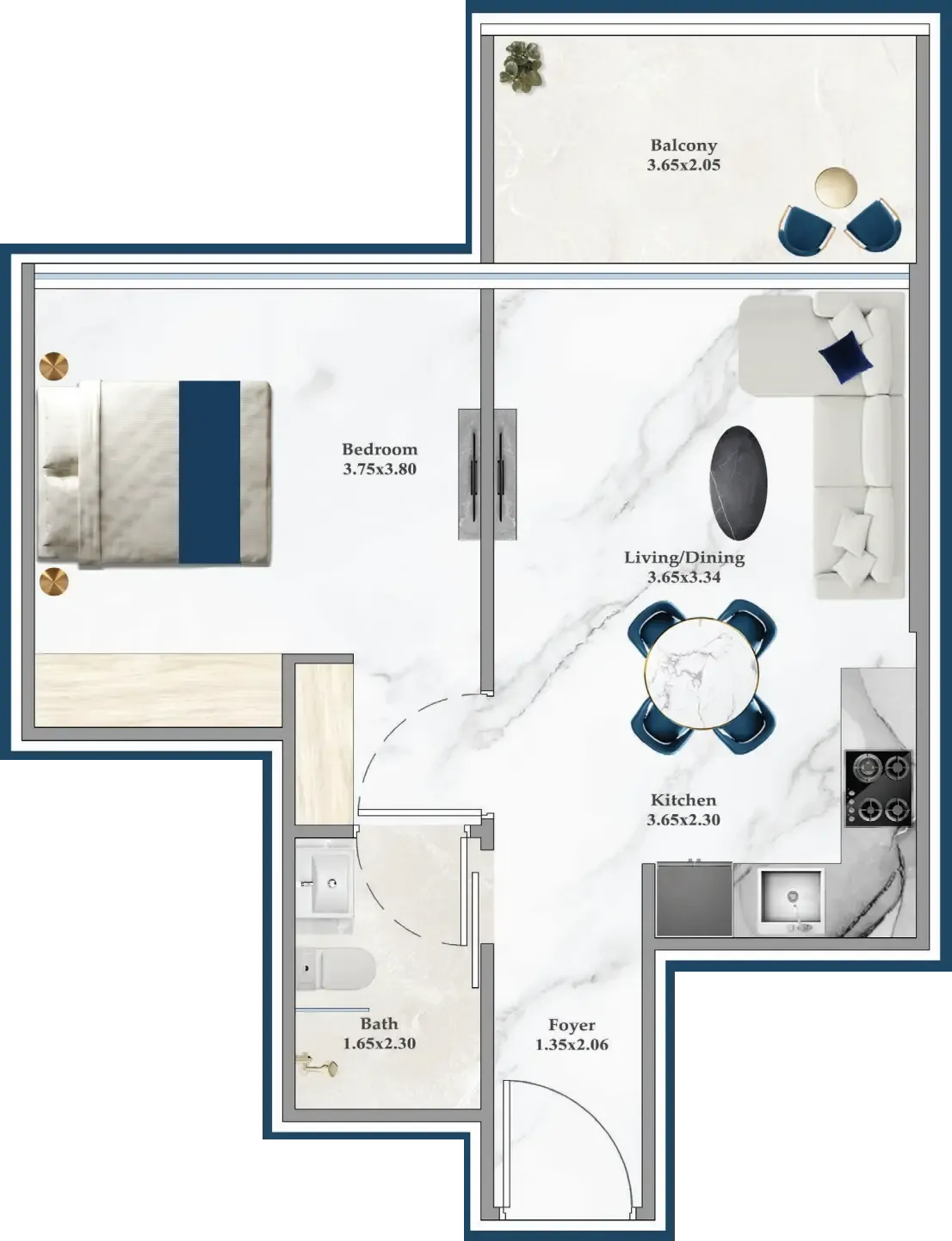 1 bedroom layout