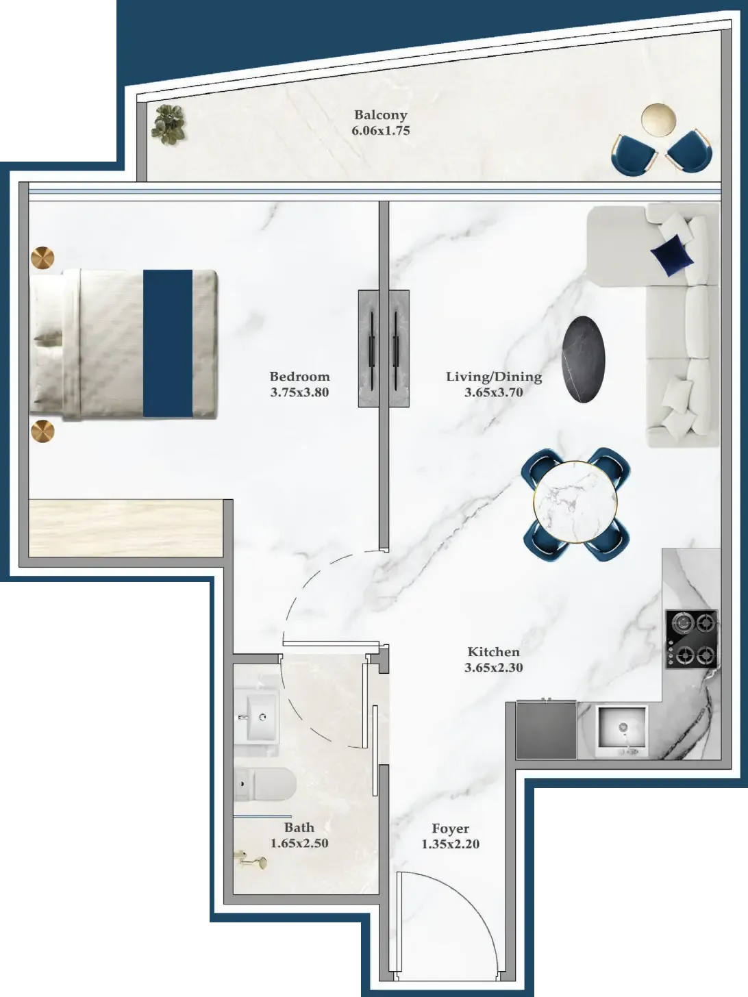 1 bedroom layout