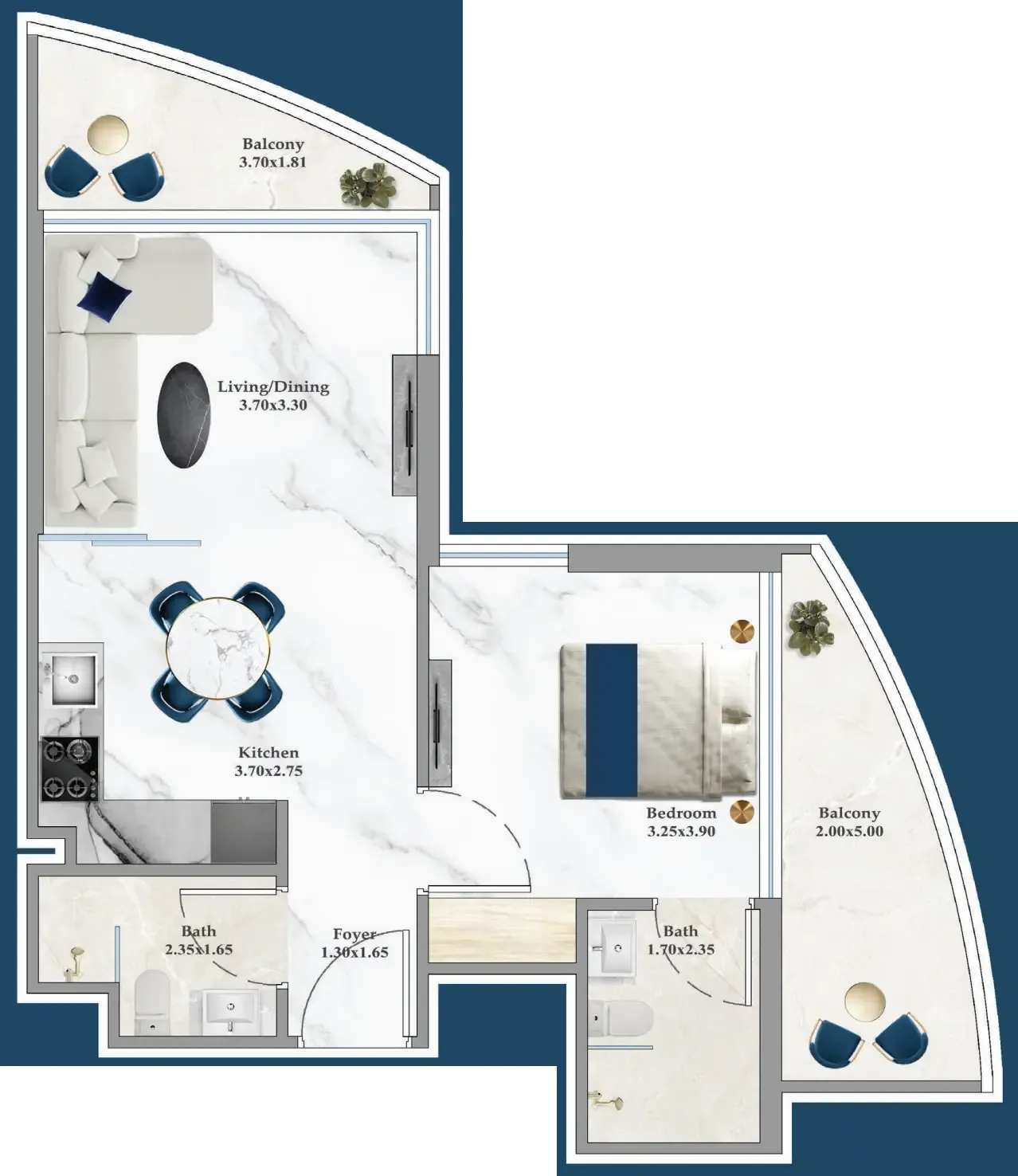 1 bedroom layout