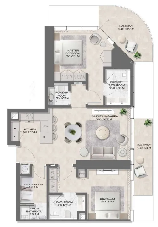 2 bedroom layout