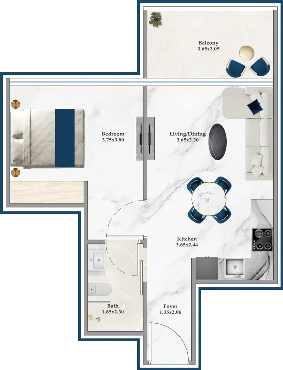 1 bedroom layout