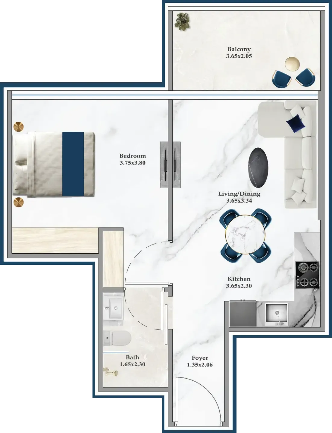 1 bedroom layout
