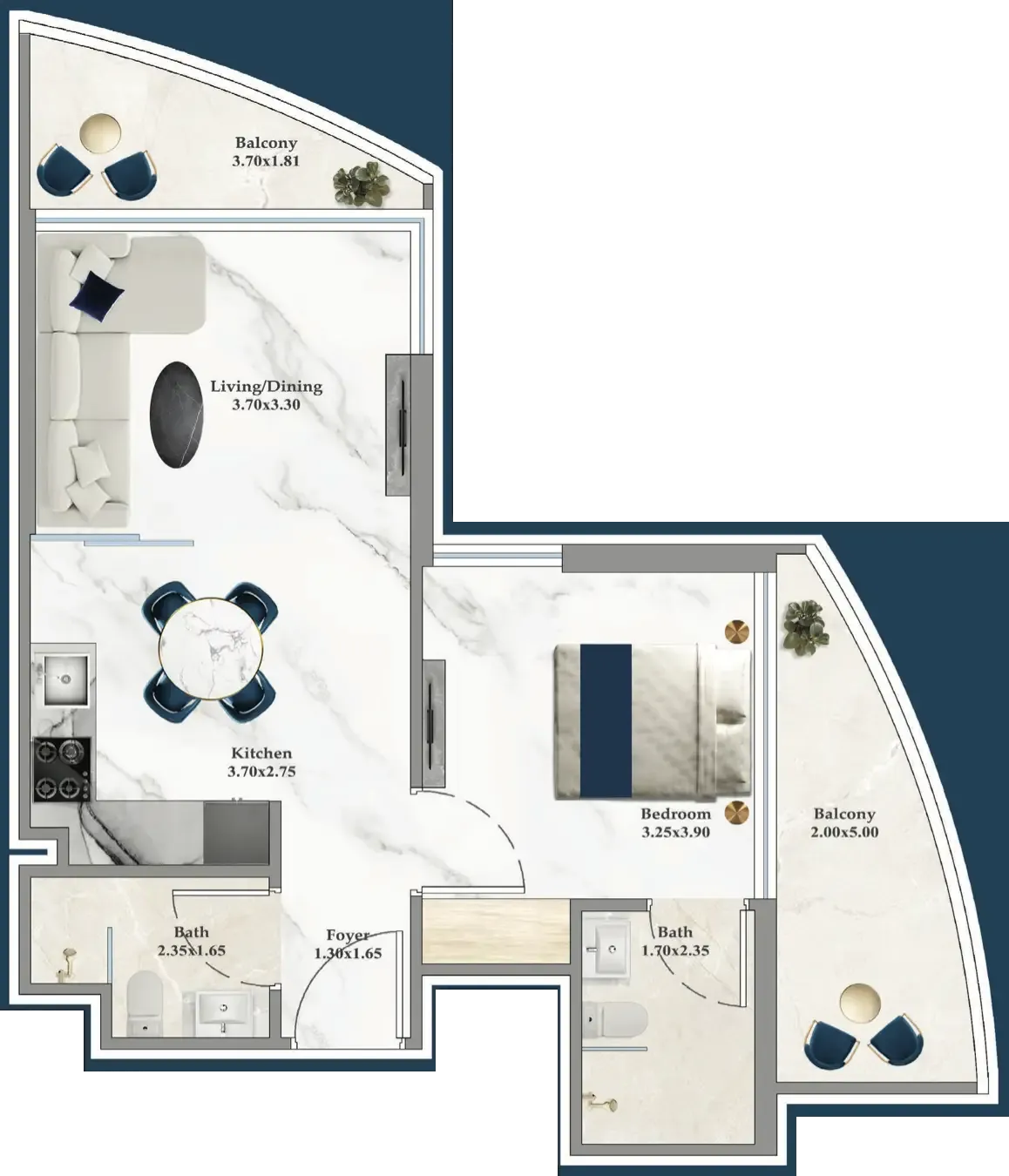 1 bedroom layout
