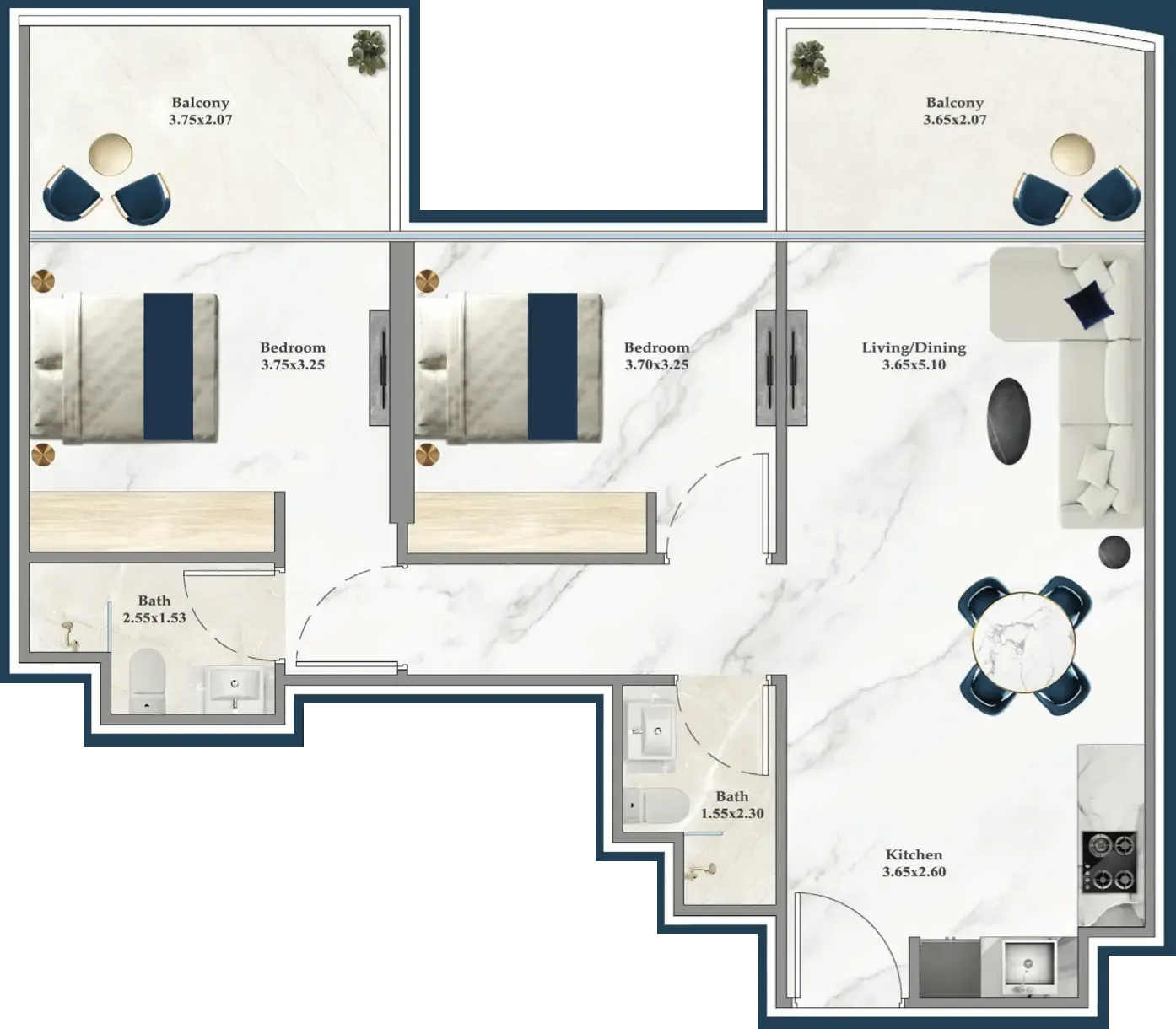 2 bedroom layout