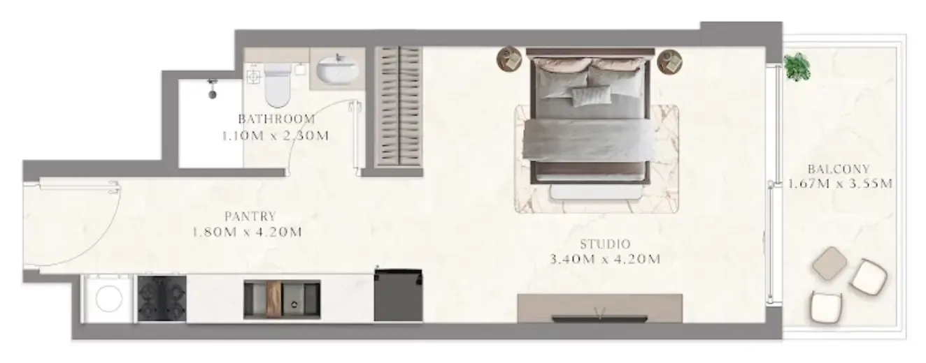0 bedroom layout