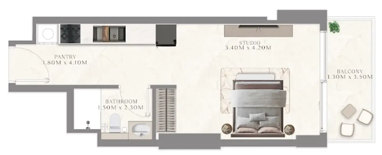 0 bedroom layout
