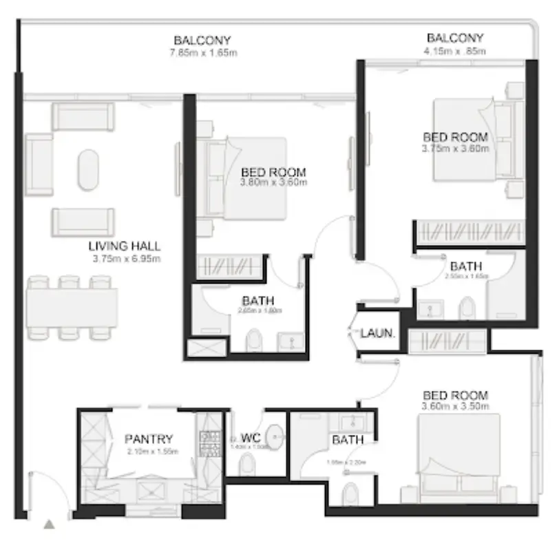 3 bedroom layout