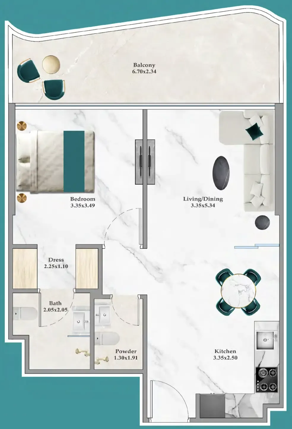 1 bedroom layout