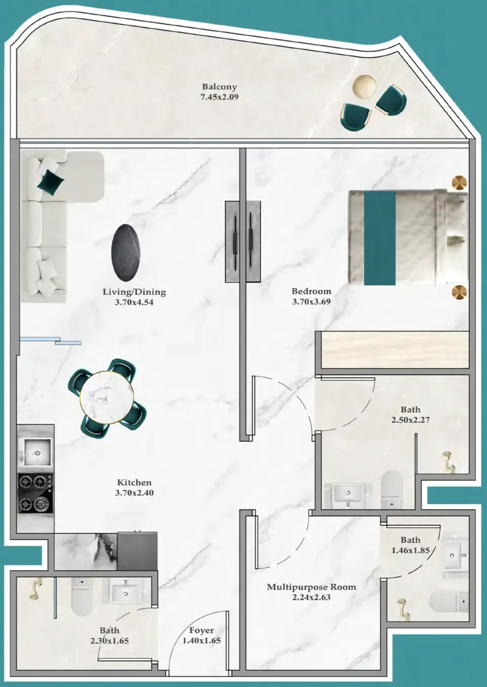 1 bedroom layout