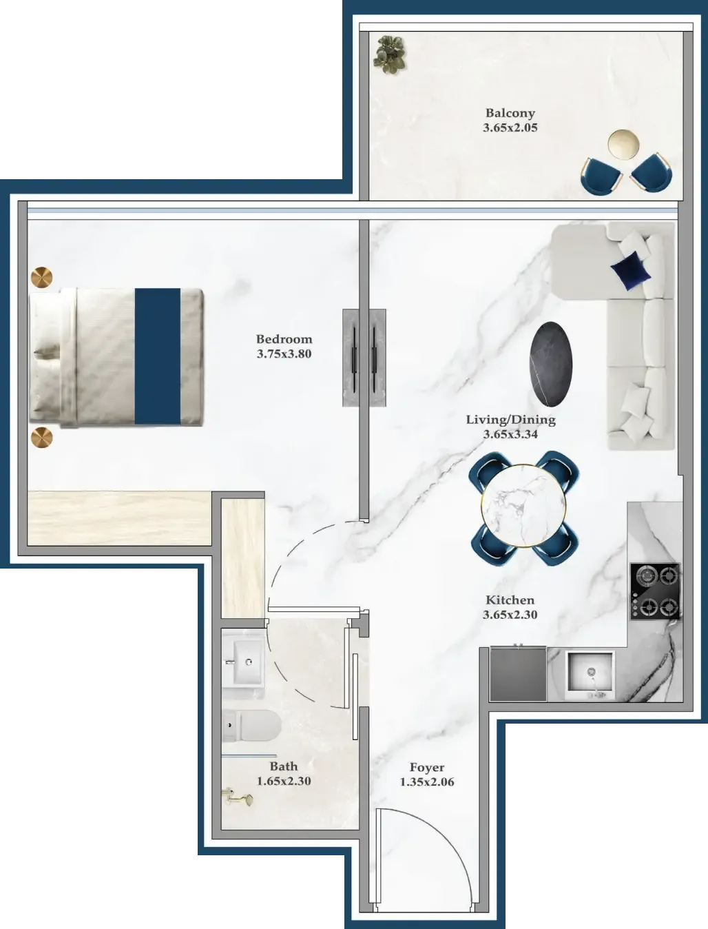 1 bedroom layout