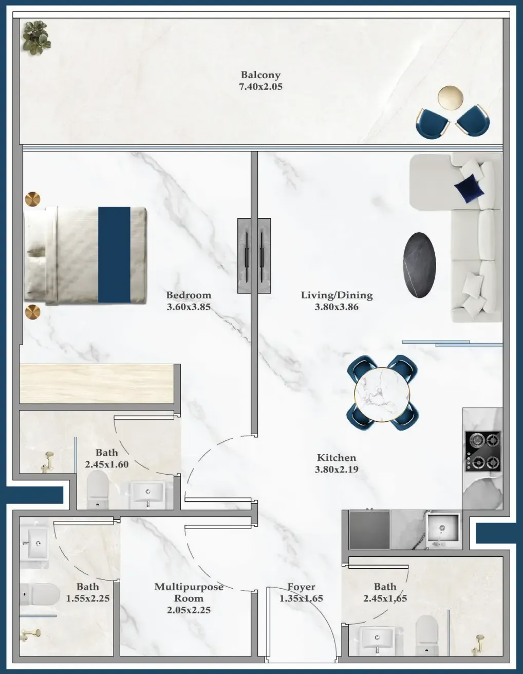 1 bedroom layout