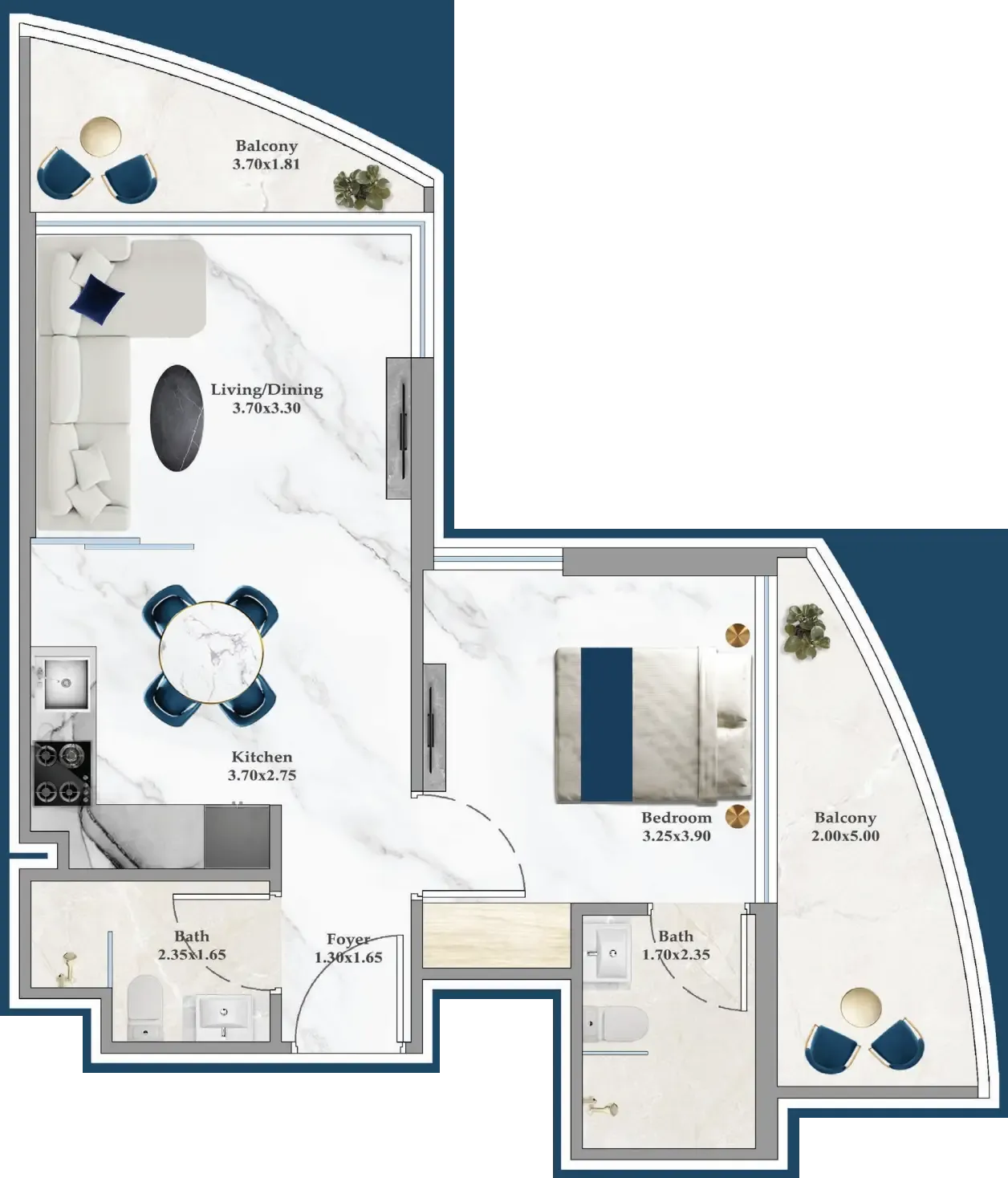 1 bedroom layout
