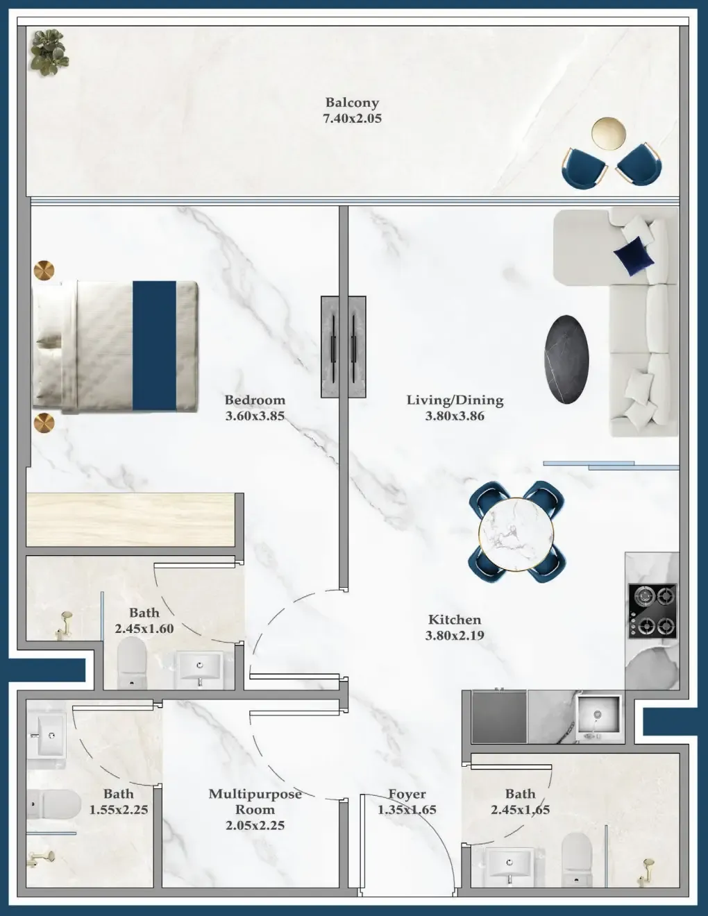 1 bedroom layout