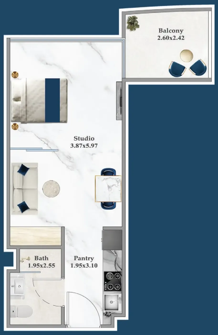 0 bedroom layout
