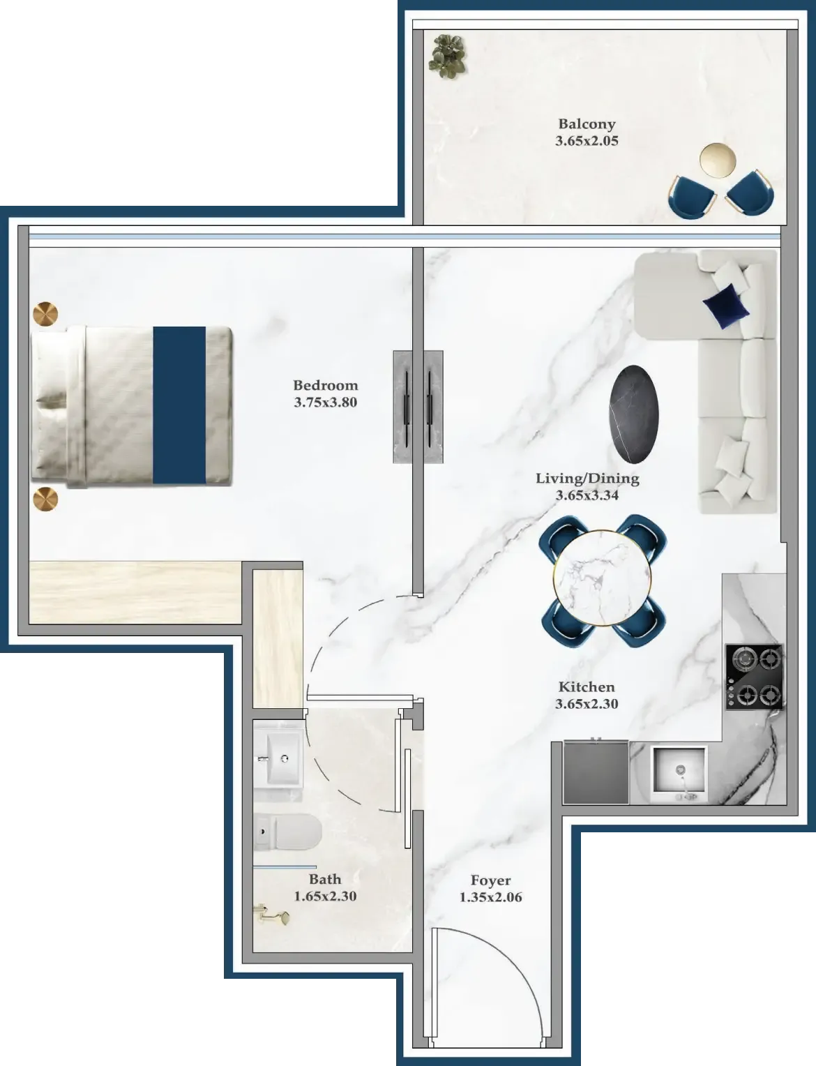 1 bedroom layout