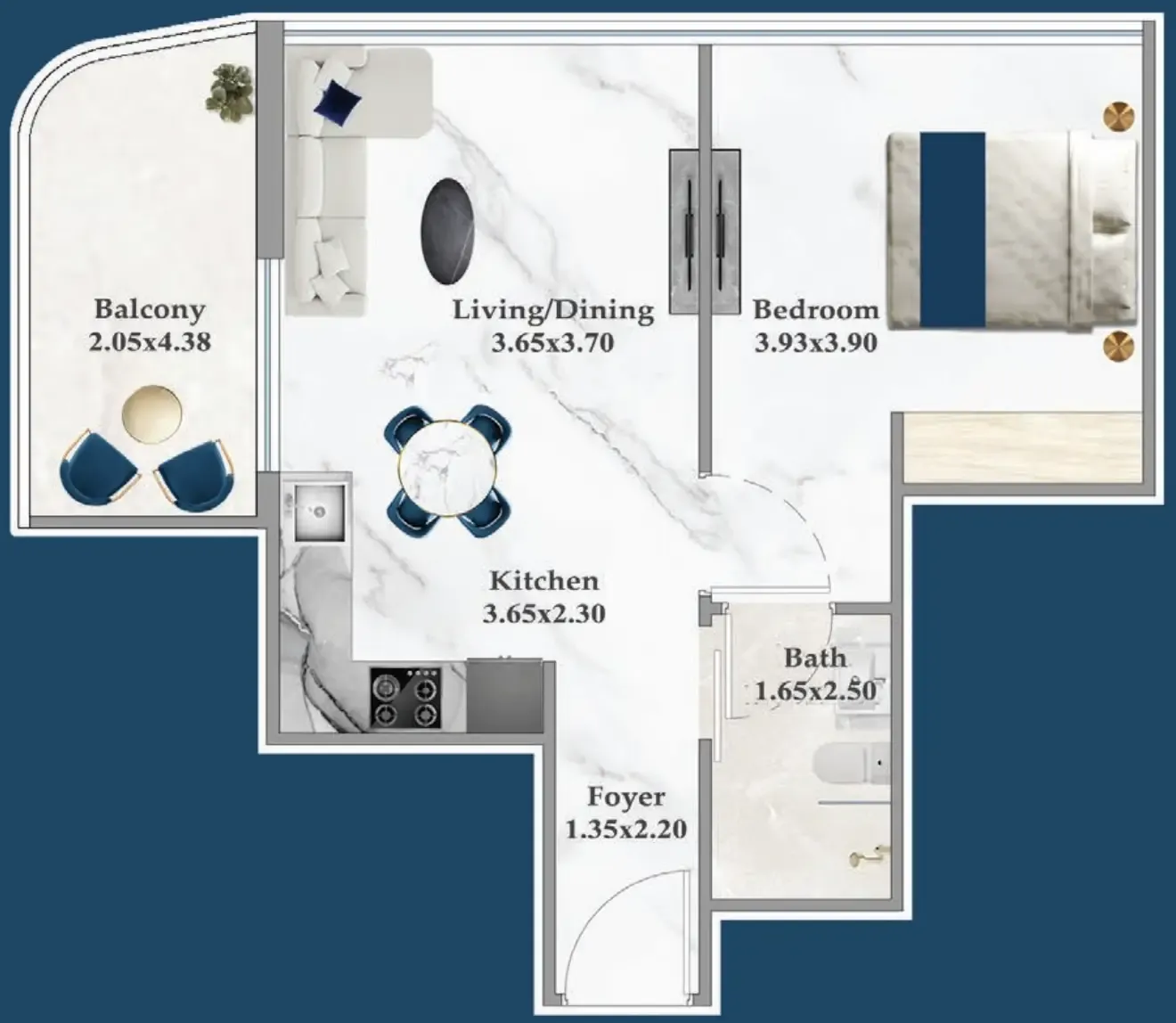1 bedroom layout