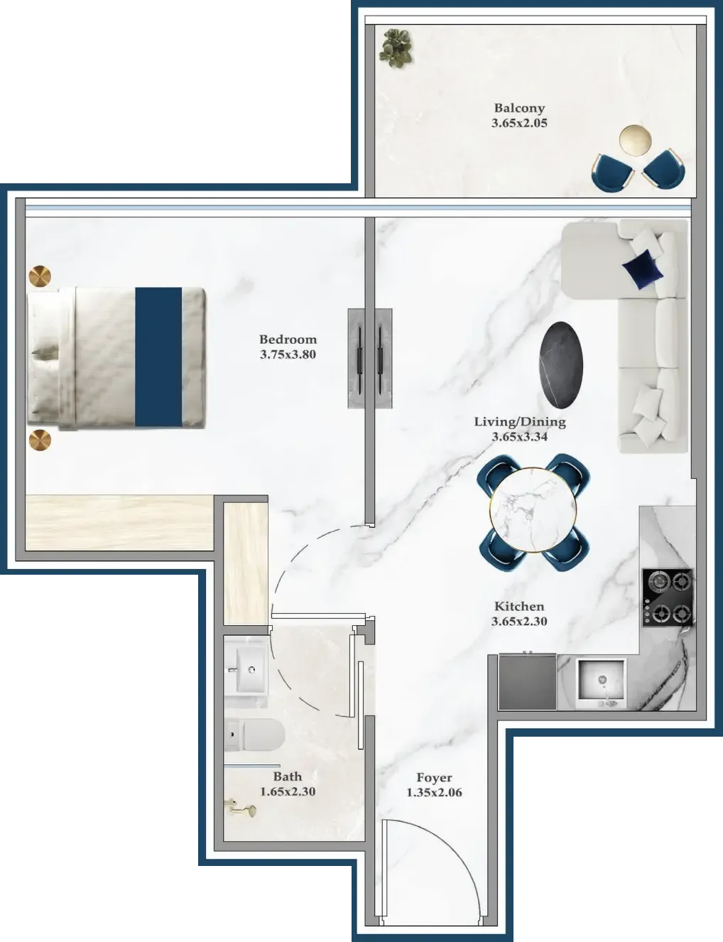 1 bedroom layout