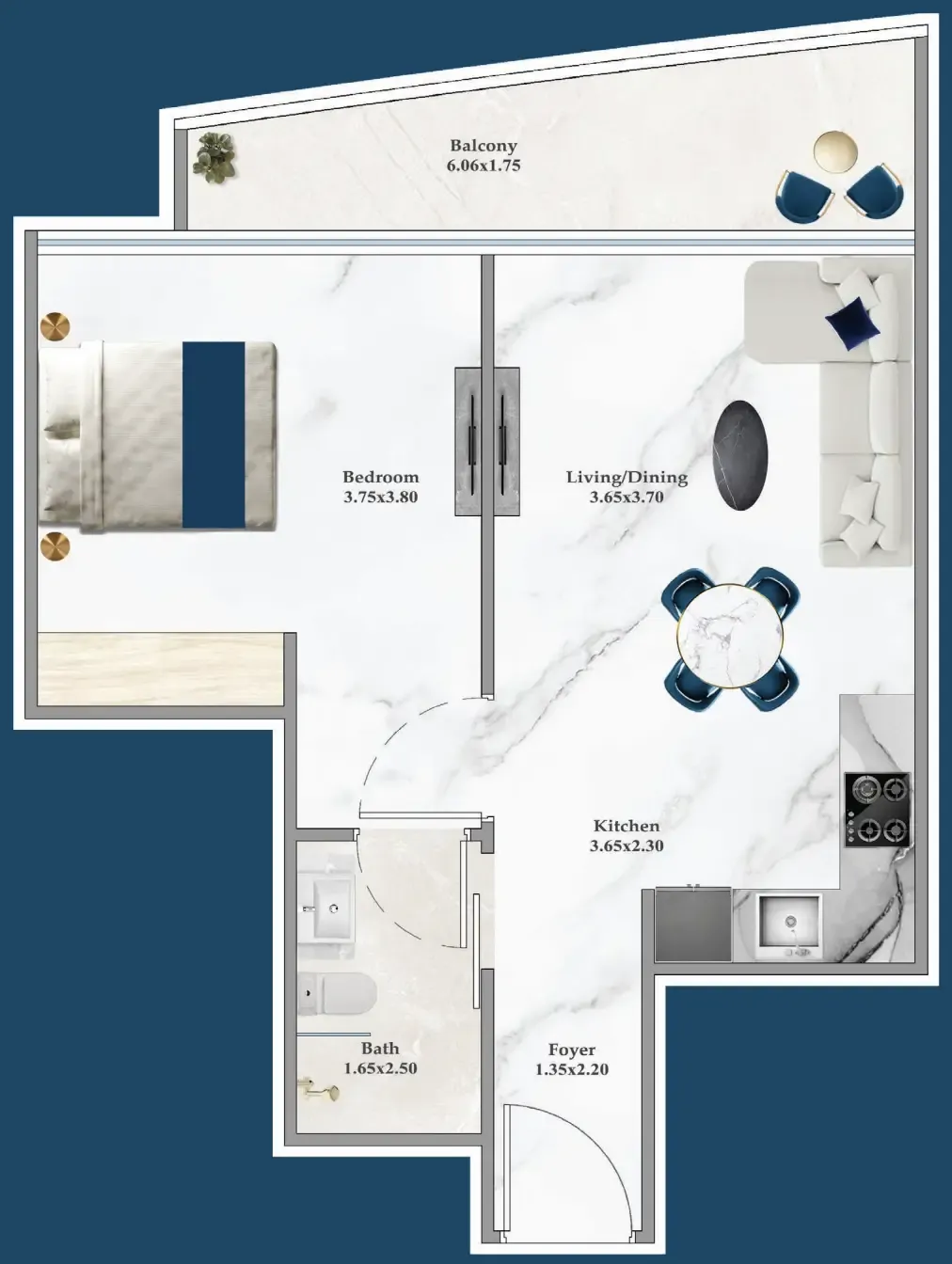 1 bedroom layout