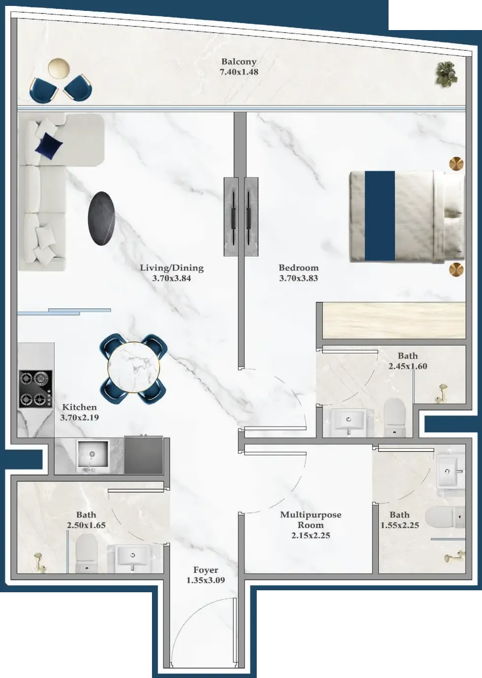 1 bedroom layout