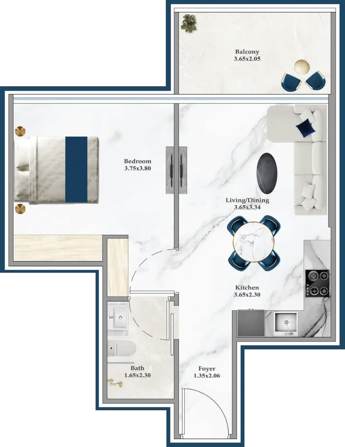 1 bedroom layout