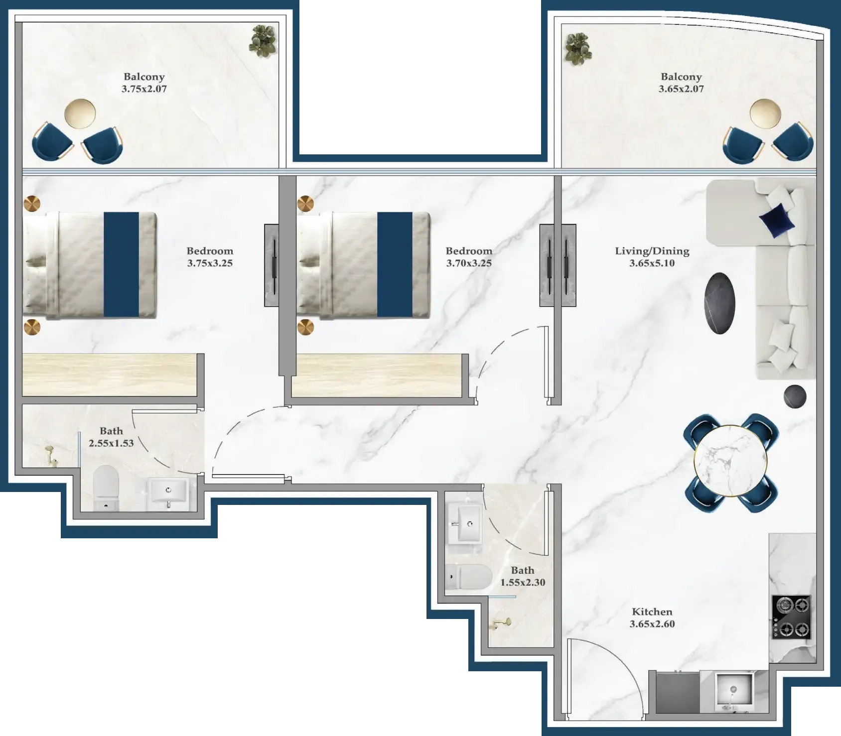 2 bedroom layout